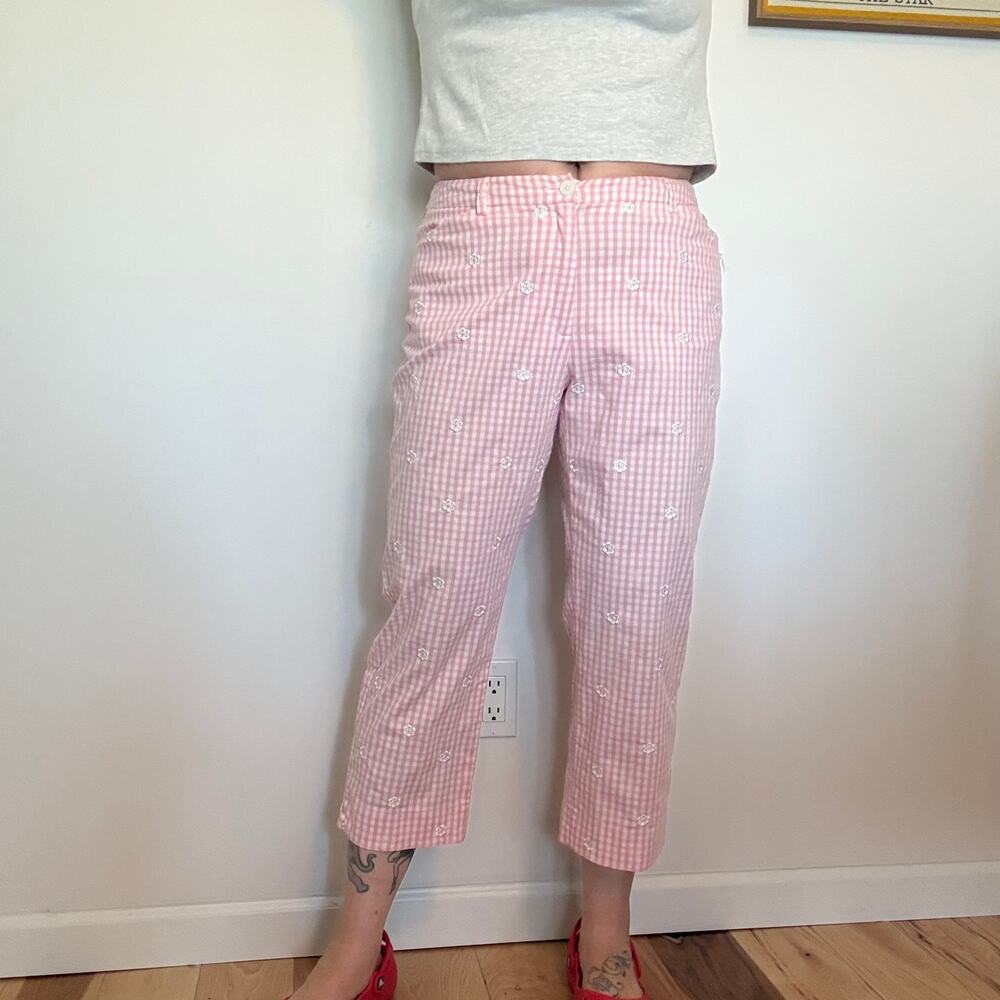 Jones New York Country pink gingham capri petal pushers size 12